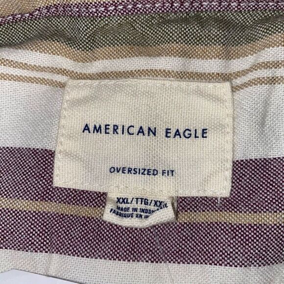American Eagle Striped Button Down‎ Long Sleeve Shirt Sz XXL NWT - Picture 11 of 14